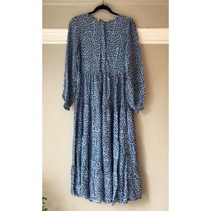 Zara Long Sleeve Printed Blue Pattern Dress - L